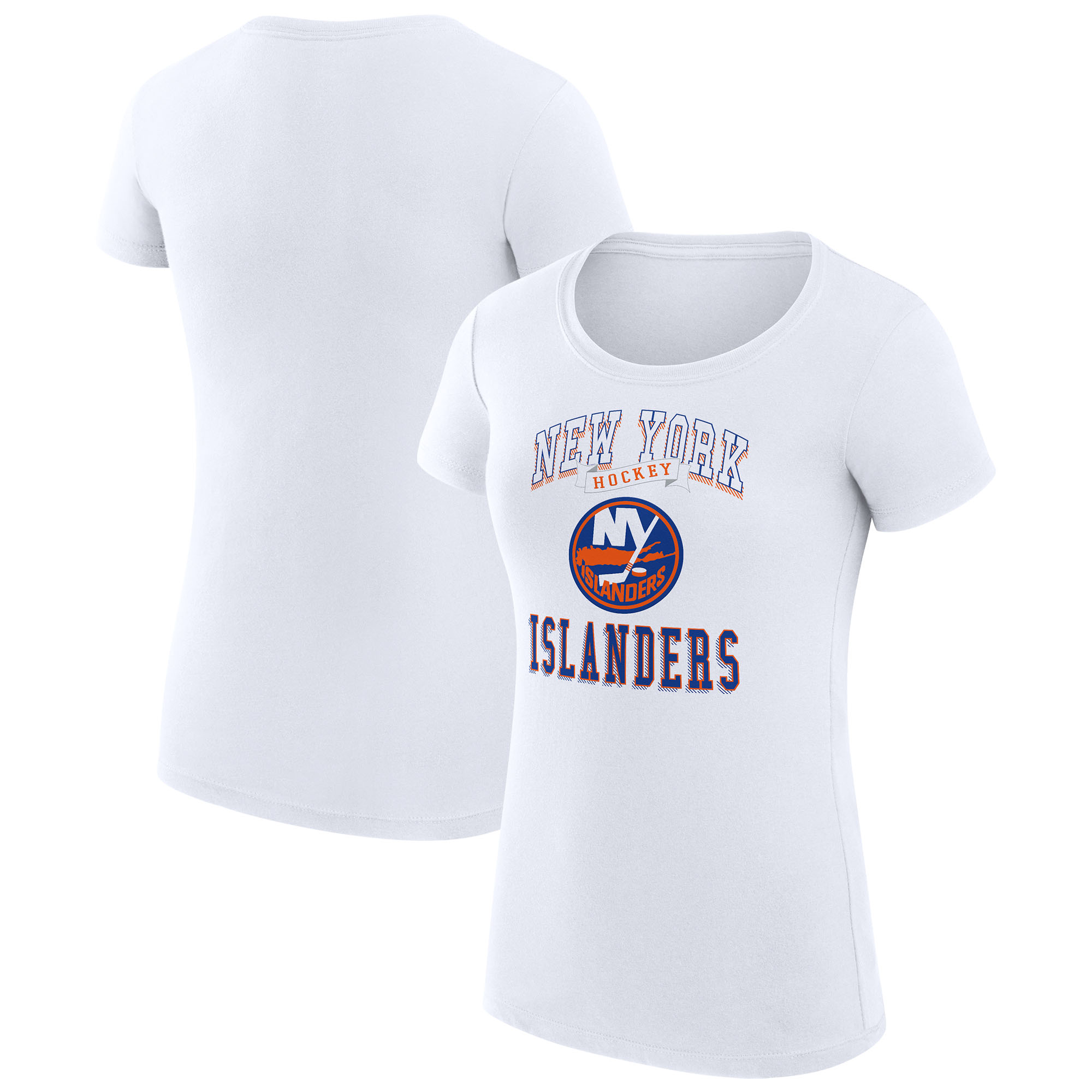 Women's G-III 4Her by Carl Banks White New York Islanders Super-Slim Fit Lightweight Team Logo Graphic T-Shirt